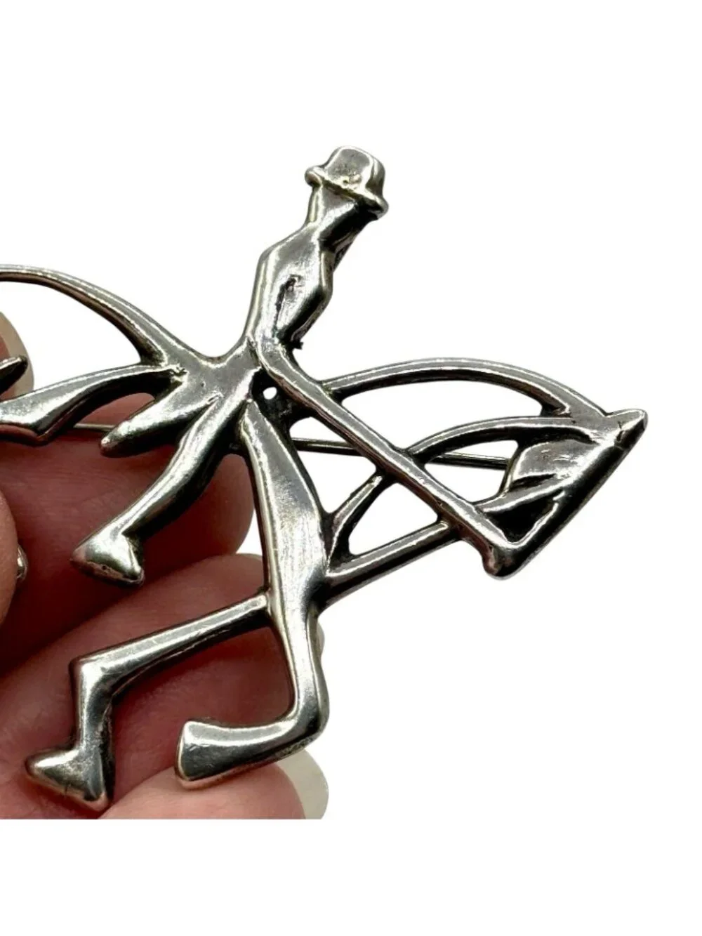 Horse Brooch Pendant Sterling Dressage Rider Equestrian Large 2.25" Signed TPW - Picture 5 of 16